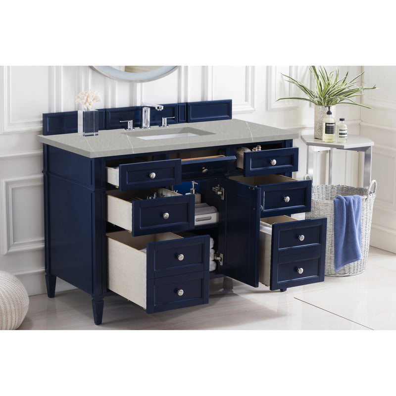 James Martin Brittany 48" Victory Blue Single Vanity with 3 cm Eternal Serena Quartz Top 650-V48-VBL-3ESR