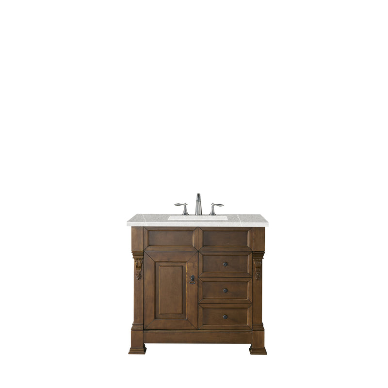 James Martin Brookfield 36" Country Oak Single Vanity with 3 cm Eternal Serena Quartz Top 147-114-5576-3ESR