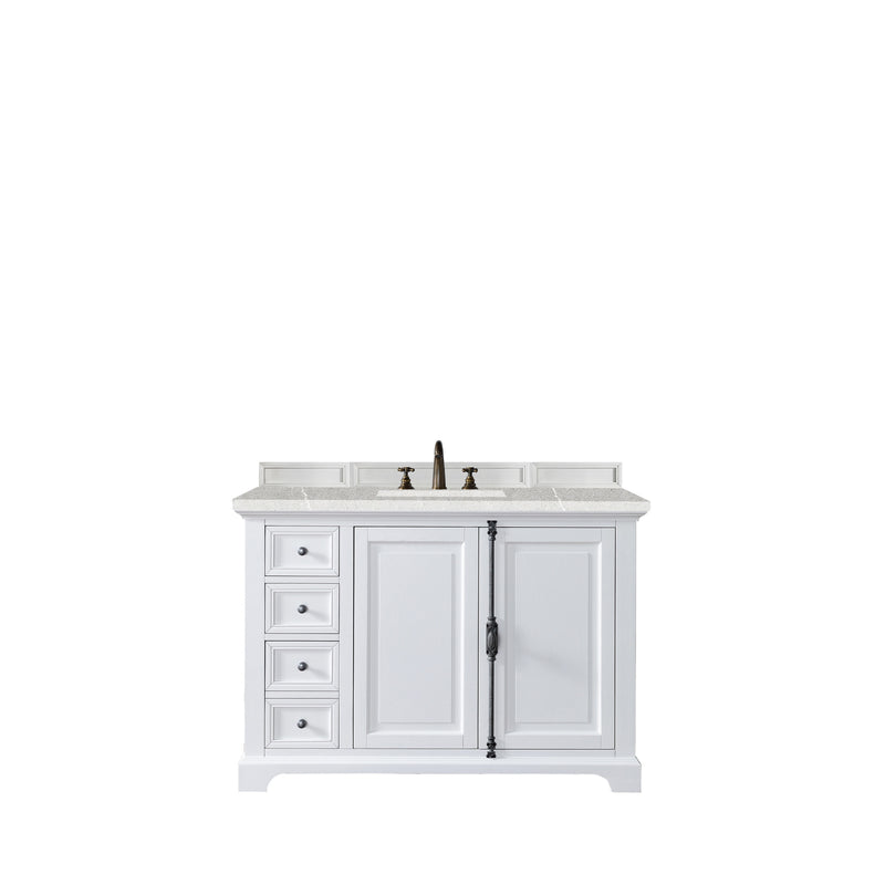 James Martin Providence 48" Single Vanity Cabinet Bright White with 3 cm Eternal Serena Quartz Top 238-105-V48-BW-3ESR