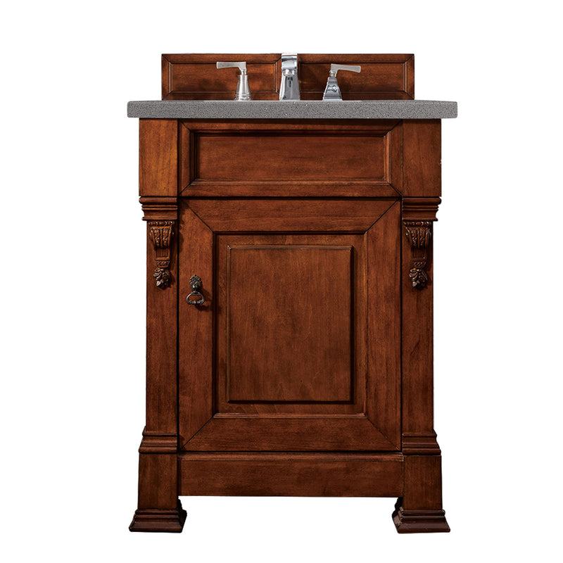 James Martin Brookfield 26" Warm Cherry Single Vanity with 3 cm Grey Expo Quartz Top 147-114-V26-WCH-3GEX