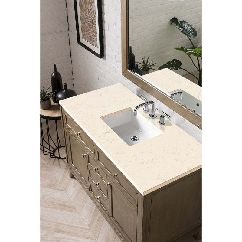 James Martin Chicago 48" Single Vanity Whitewashed Walnut with 3 cm Eternal Marfil Quartz Top 305-V48-WWW-3EMR