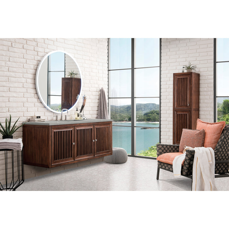 James Martin Athens 60" Single Vanity Cabinet Mid Century Acacia with 3 cm Eternal Serena Top E645-V60S-MCA-3ESR