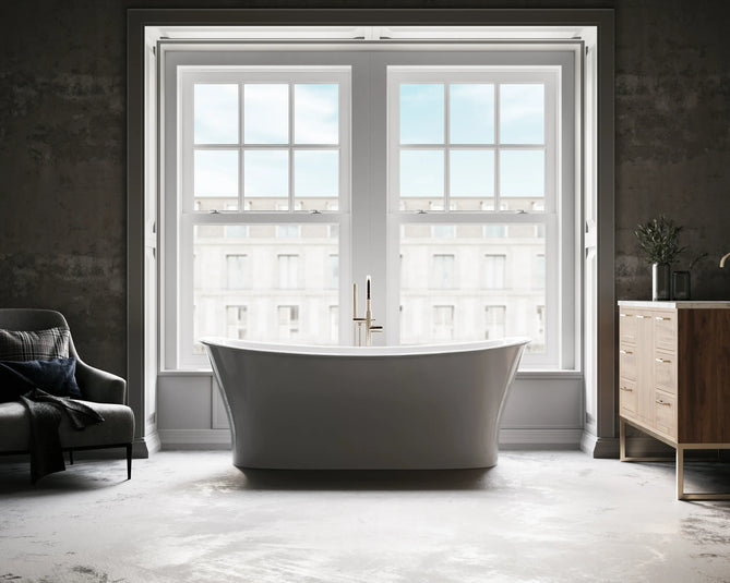 Bemma Lago 62" L x 29.87" W Freestanding Soaking Solid Surface Bathtub