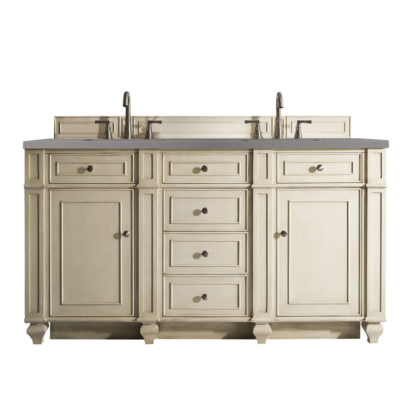 James Martin Bristol 60" Double Vanity Vintage Vanilla with 3 cm Grey Expo Quartz Top 157-V60D-VV-3GEX