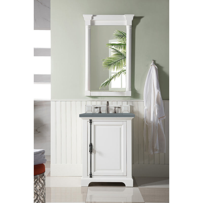 James Martin Providence 26" Single Vanity Cabinet Bright White with 3 cm Cala Blue Quartz Top 238-105-V26-BW-3CBL