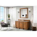 James Martin Bristol 60" Single Vanity Saddle Brown with 3 cm Eternal Jasmine Pearl Quartz Top 157-V60S-SBR-3EJP