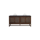 James Martin Athens 72" Double Vanity Cabinet Mid Century Acacia with 3 cm Charcoal Soapstone Quartz Top E645-V72-MCA-3CSP