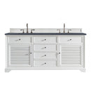 James Martin Savannah 72" Double Vanity Cabinet Bright White with 3 cm Charcoal Soapstone Quartz Top 238-104-V72-BW-3CSP