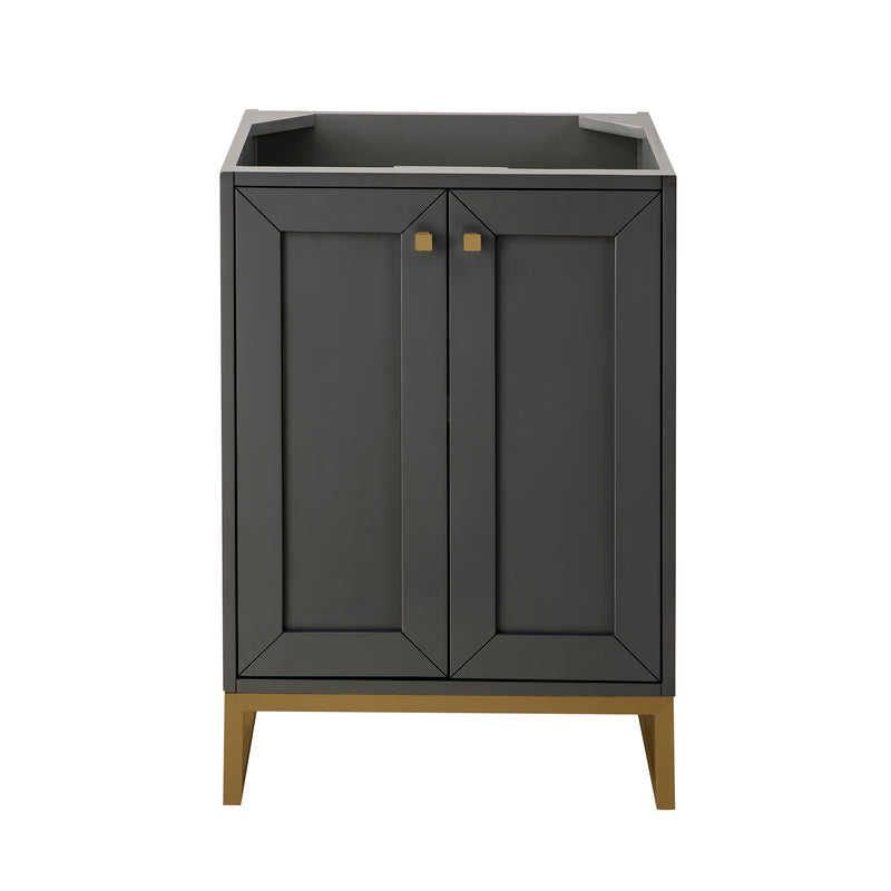 James Martin Chianti 24" Single Vanity Cabinet Mineral Grey Radiant Gold E303-V24-MG-RGD