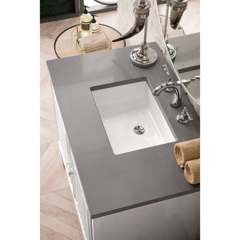 James Martin Athens 36" Single Vanity Cabinet Glossy White with 3 cm Gray Expo Quartz Top E645-V36-GW-3GEX