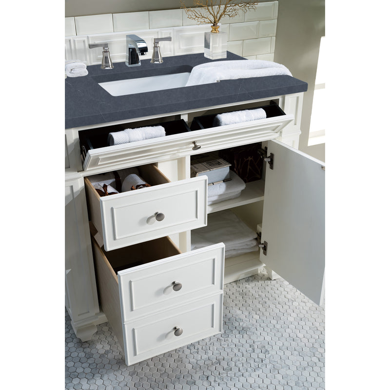 James Martin Bristol 36" Single Vanity Bright White with 3 cm Charcoal Soapstone Quartz Top 157-V36-BW-3CSP