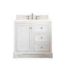 James Martin De Soto 36" Single Vanity Bright White with 3 cm Eternal Marfil Quartz Top 825-V36-BW-3EMR