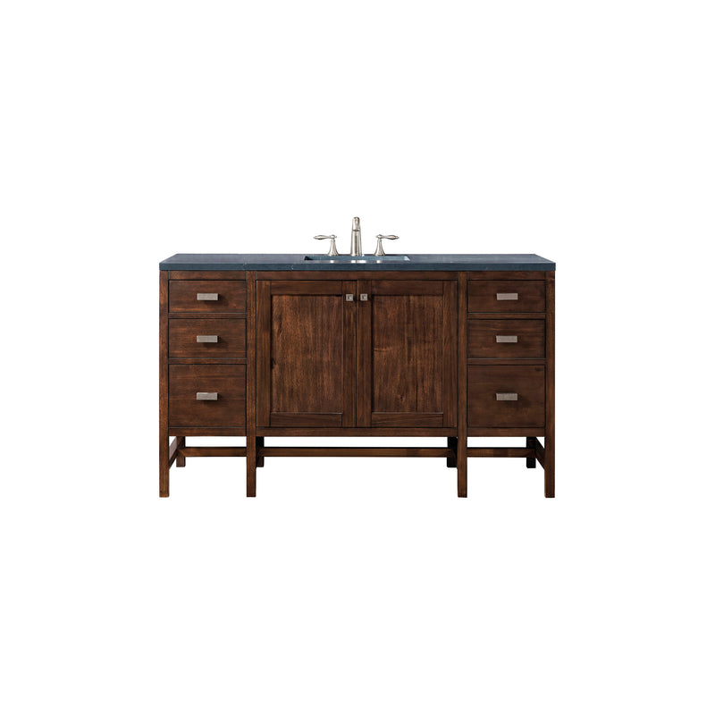 James Martin Addison 60" Single Vanity Cabinet Mid Century Acacia with 3 cm Charcoal Soapstone Quartz Top E444-V60S-MCA-3CSP