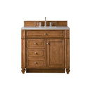 James Martin Bristol 36" Single Vanity Saddle Brown with 3 cm Eternal Serena Quartz Top 157-V36-SBR-3ESR