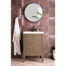 James Martin Linden 24" Single Vanity Cabinet Whitewashed Walnut with White Glossy Composite Countertop E213V24WWWWG