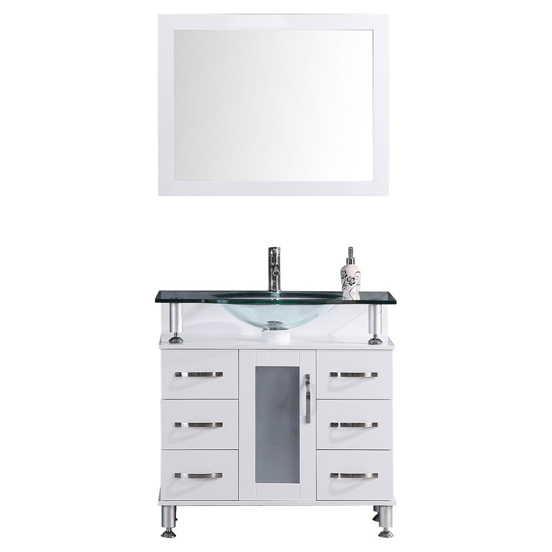 LessCare Vanity Cabinet White Modern 41.375"W LV1-42W