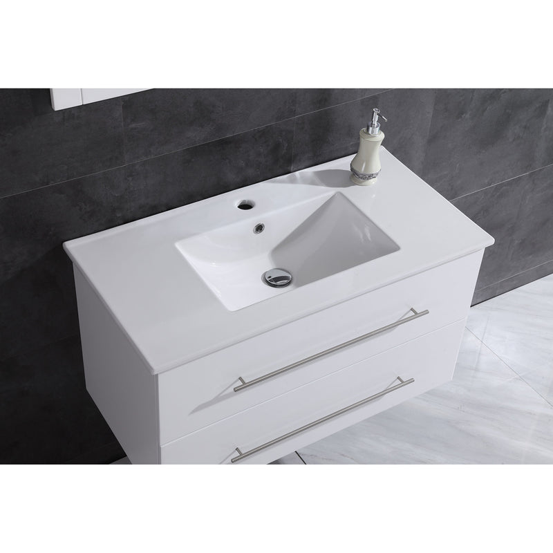 LessCare Vanity Cabinet White Modern 35.625" LV12-36W