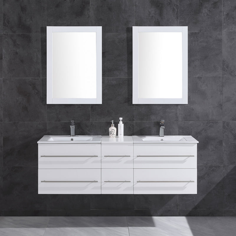 LessCare Vanity Cabinet White Modern 60" LV12-60W