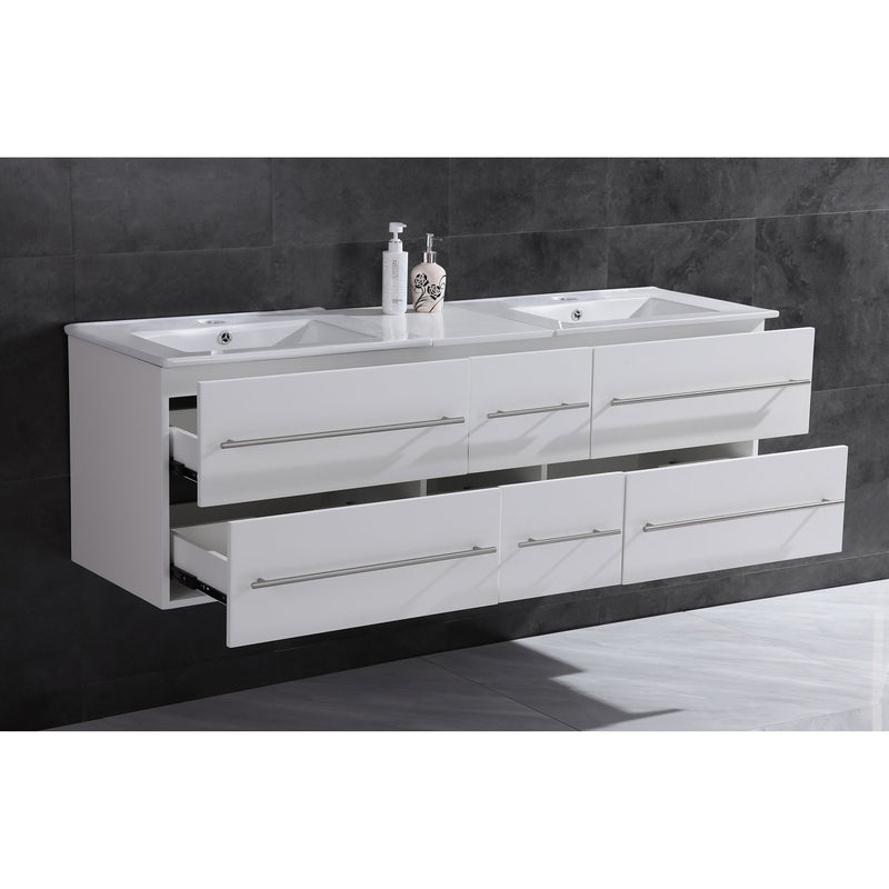 LessCare Vanity Cabinet White Modern 60" LV12-60W