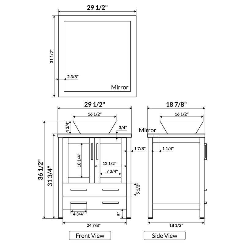 LessCare 96" Modern Bathroom Vanity Set with Mirror and Sink Gray LV2-C20-96-G