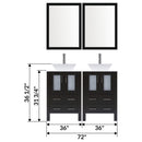 LessCare 72" Modern Bathroom Vanity Set with Mirror and Sink Espresso LV2-C12-72-B