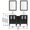 LessCare 72" Modern Bathroom Vanity Set with Mirror and Sink Espresso LV2-C14-72-B