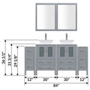 LessCare 84" Modern Bathroom Vanity Set with Mirror and Sink Gray LV2-C17-84-G