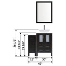 LessCare 42" Modern Bathroom Vanity Set with Mirror and Sink Espresso LV2-C2-42-B