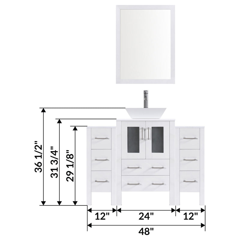 LessCare 48" Modern Bathroom Vanity Set with Mirror and Sink White LV2-C4-48-W