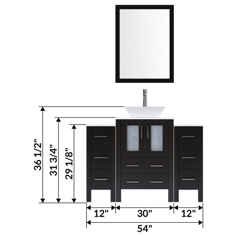 LessCare 54" Modern Bathroom Vanity Set with Mirror and Sink Espresso LV2-C5-54-B