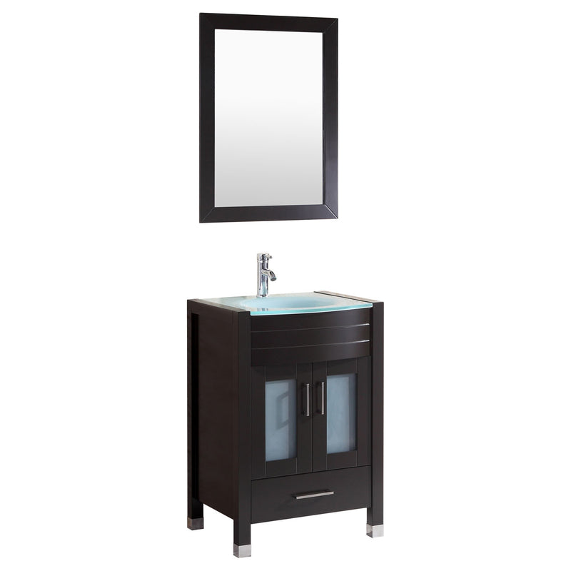 LessCare Style 3 - 24"W Black Vanity Sink Base Cabinet with Mirror (LV3-24B)