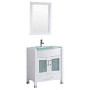 LessCare Style 3 - 30"W White Vanity Sink Base Cabinet with Mirror (LV3-30W)