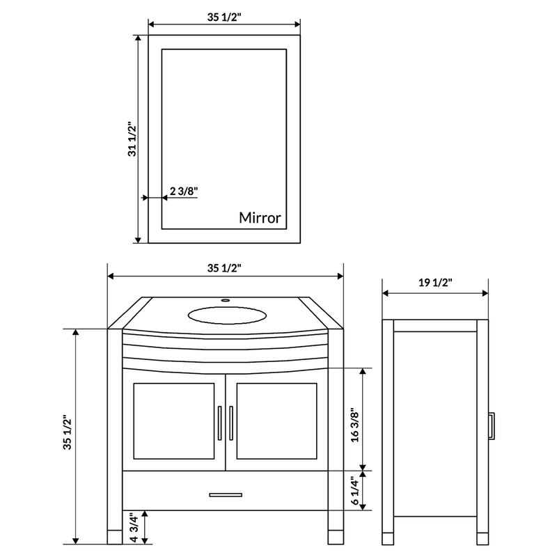 LessCare 84" White Vanity Set One 36" Sink Base Four 12" Drawer Bases LV3-C9-84-W