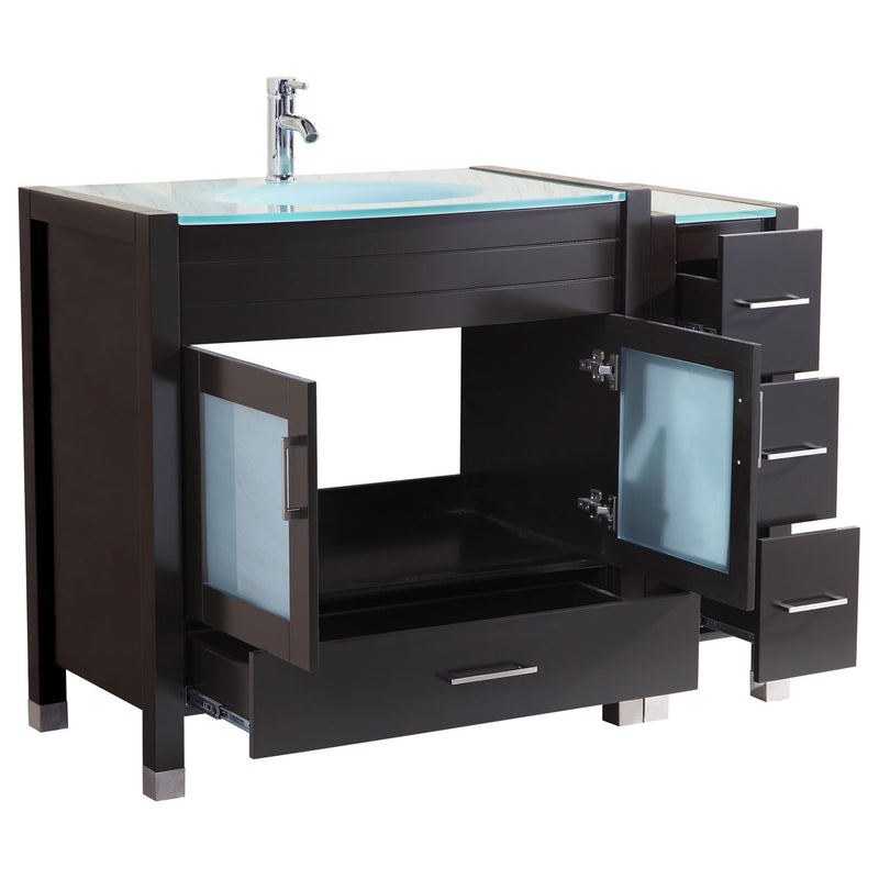 LessCare 84" Black Vanity Set Two 36" Sink Bases One 12" Drawer Base LV3-C15-84-B