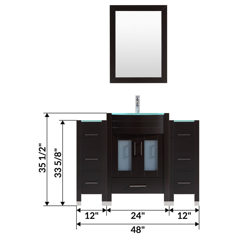 LessCare 48" Black Vanity Set One 24" Sink Base Two 12" Drawer Bases LV3-C4-48-B