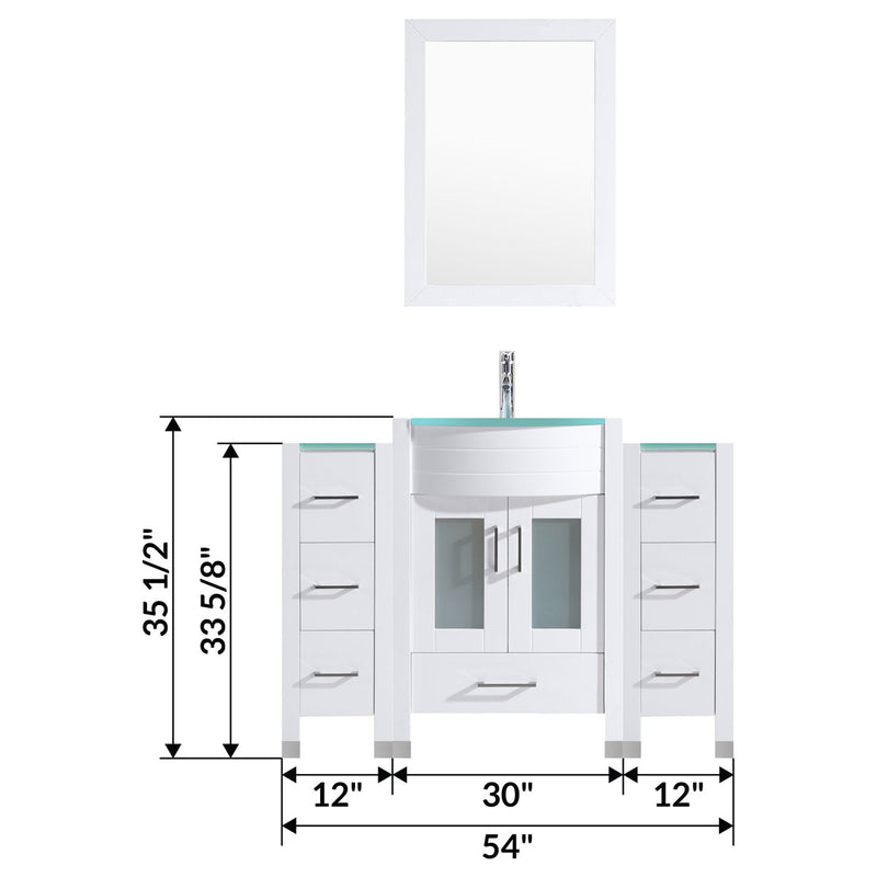 LessCare 54" White Vanity Set One 30" Sink Base Two 12" Drawer Bases LV3-C5-54-W