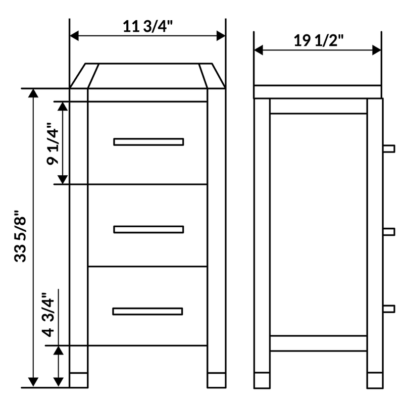 LessCare 72" Black Vanity Set One 24" Sink Base Four 12" Drawer Bases LV3-C7-72-B