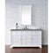 James Martin Savannah 60" Single Vanity Cabinet Bright White with 3 cm Cala Blue Quartz Top 238-104-V60S-BW-3CBL