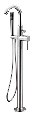 ALFI Brushed Nickel Single Lever Floor Mounted Tub Filler Mixer w Hand Held Shower Head AB2534-BN