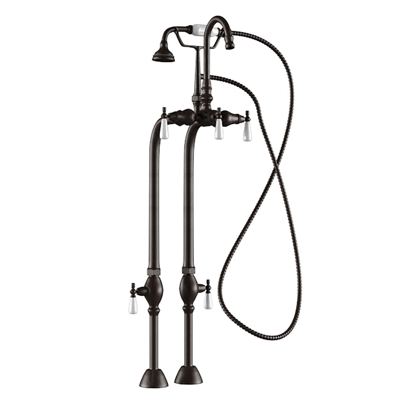 Cambridge Plumbing Clawfoot Tub Freestanding Gooseneck Faucet Hand Held Shower Combo BRZ