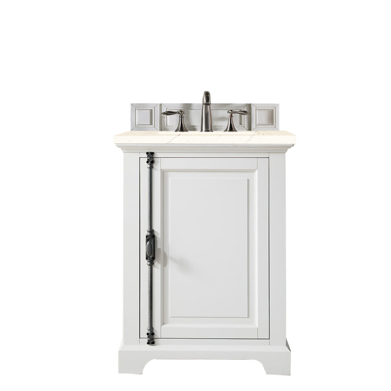 James Martin Providence 26" Single Vanity Cabinet Bright White with 3 cm Eternal Marfil Quartz Top 238-105-V26-BW-3EMR