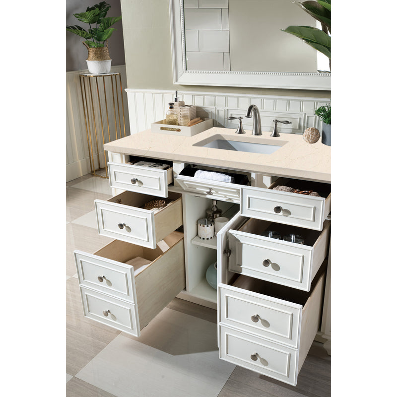 James Martin Bristol 48" Single Vanity Bright White with 3 cm Eternal Marfil Quartz Top 157-V48-BW-3EMR