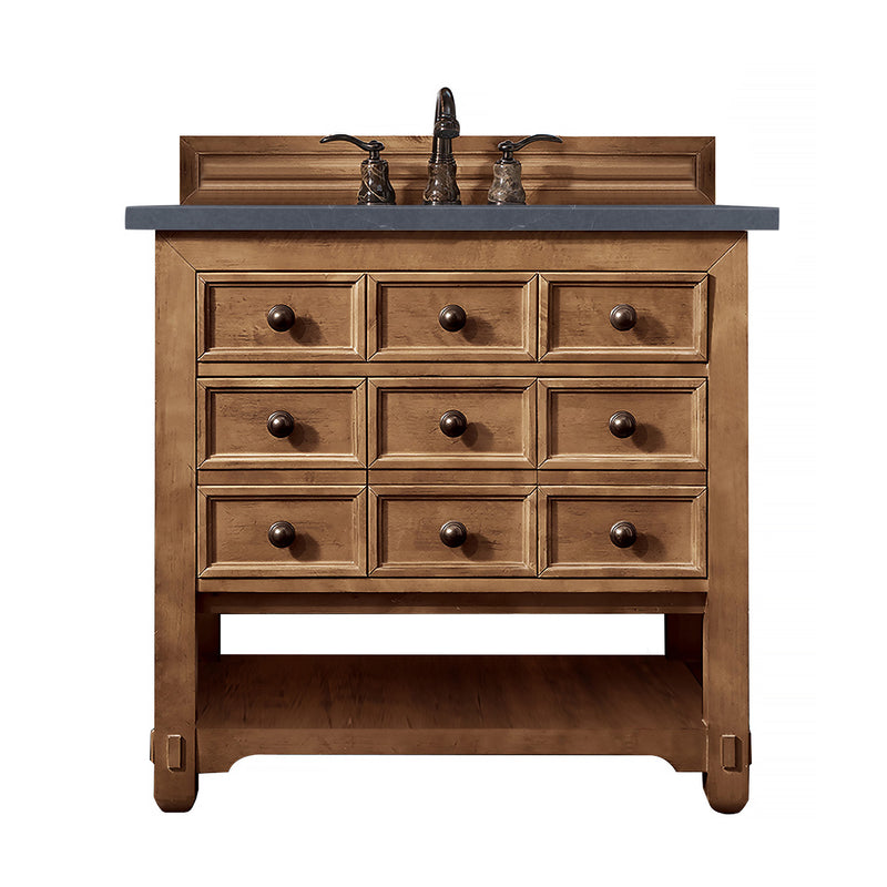 James Martin Malibu 36" Single Vanity Cabinet Honey Alder with 3 cm Charcoal Soapstone Quartz Top 500-V36-HON-3CSP