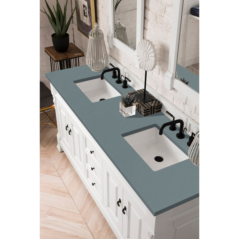 James Martin Brookfield 72" Bright White Double Vanity with 3 cm Cala Blue Quartz Top 147-V72-BW-3CBL