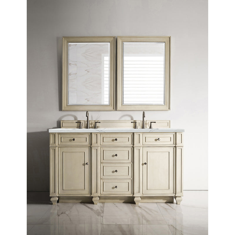 James Martin Bristol 60" Double Vanity Vintage Vanilla with 3 cm Ethereal Noctis Quartz Top 157-V60D-VV-3ENC