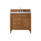 James Martin Brittany 36" Saddle Brown Single Vanity with 3 cm Eternal Jasmine Pearl Quartz Top 650-V36-SBR-3EJP