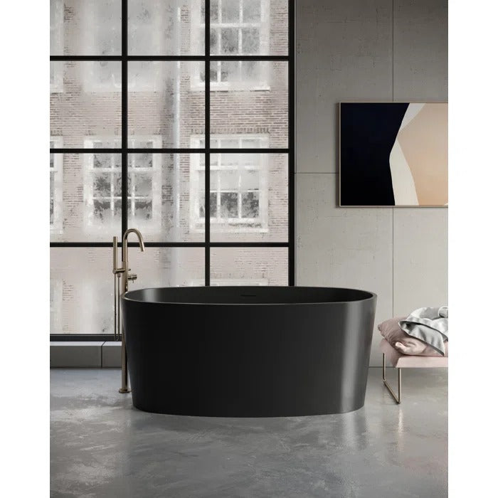 Bemma Mira 59" L x 30" W Freestanding Soaking Solid Surface Bathtub