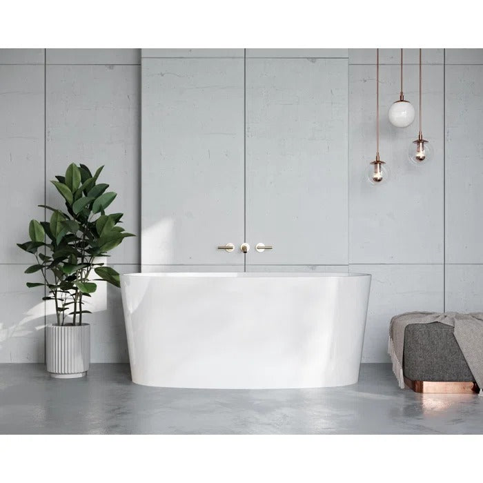 Bemma Mira 59" L x 30" W Freestanding Soaking Solid Surface Bathtub