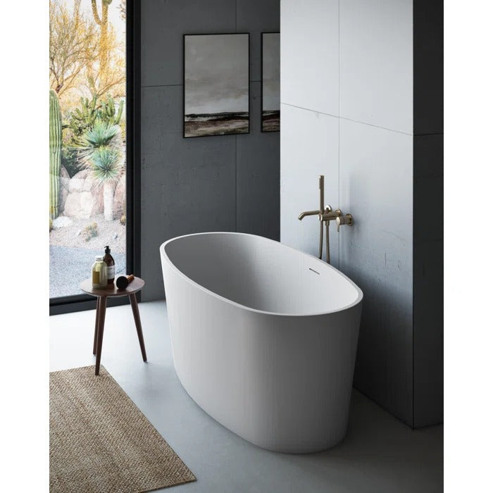 Bemma Mira 59" L x 30" W Freestanding Soaking Solid Surface Bathtub