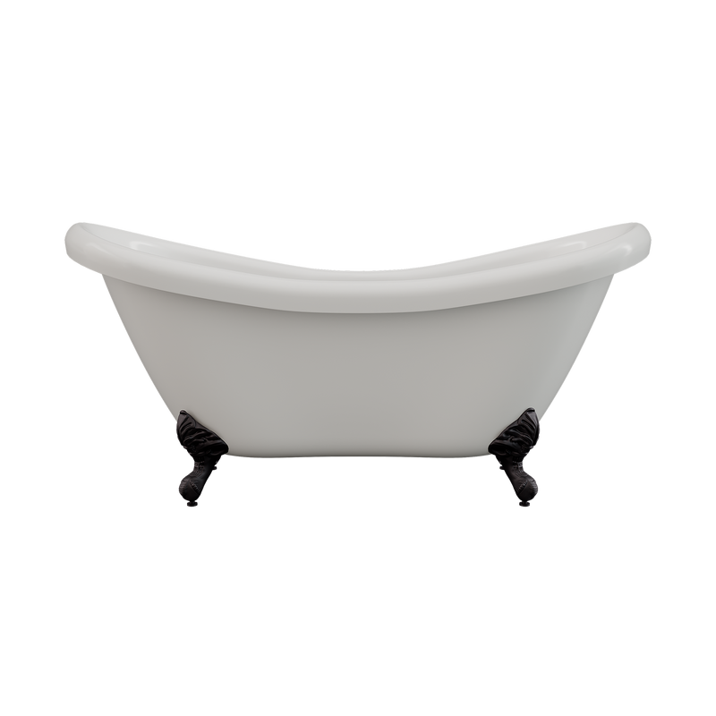 Cambridge Plumbing Acrylic Double Ended Slipper Bathtub 68"x28" No Drillings and BRZ Feet